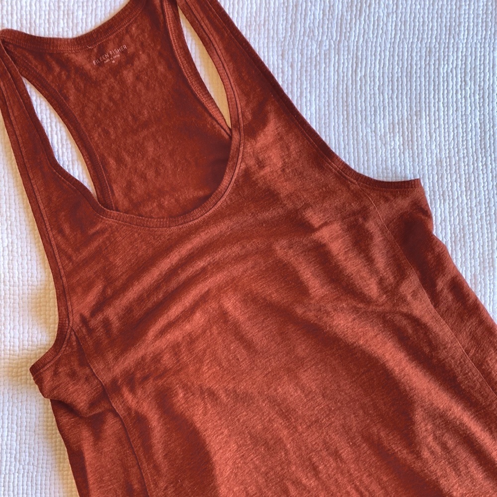 Eileen Fisher Linen Rust Color Tunic Top